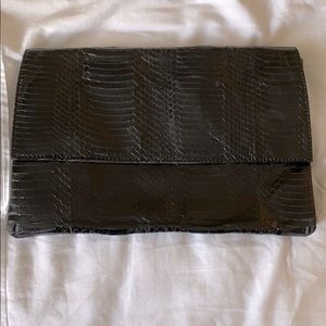 Black leather snake Charles David Clutch